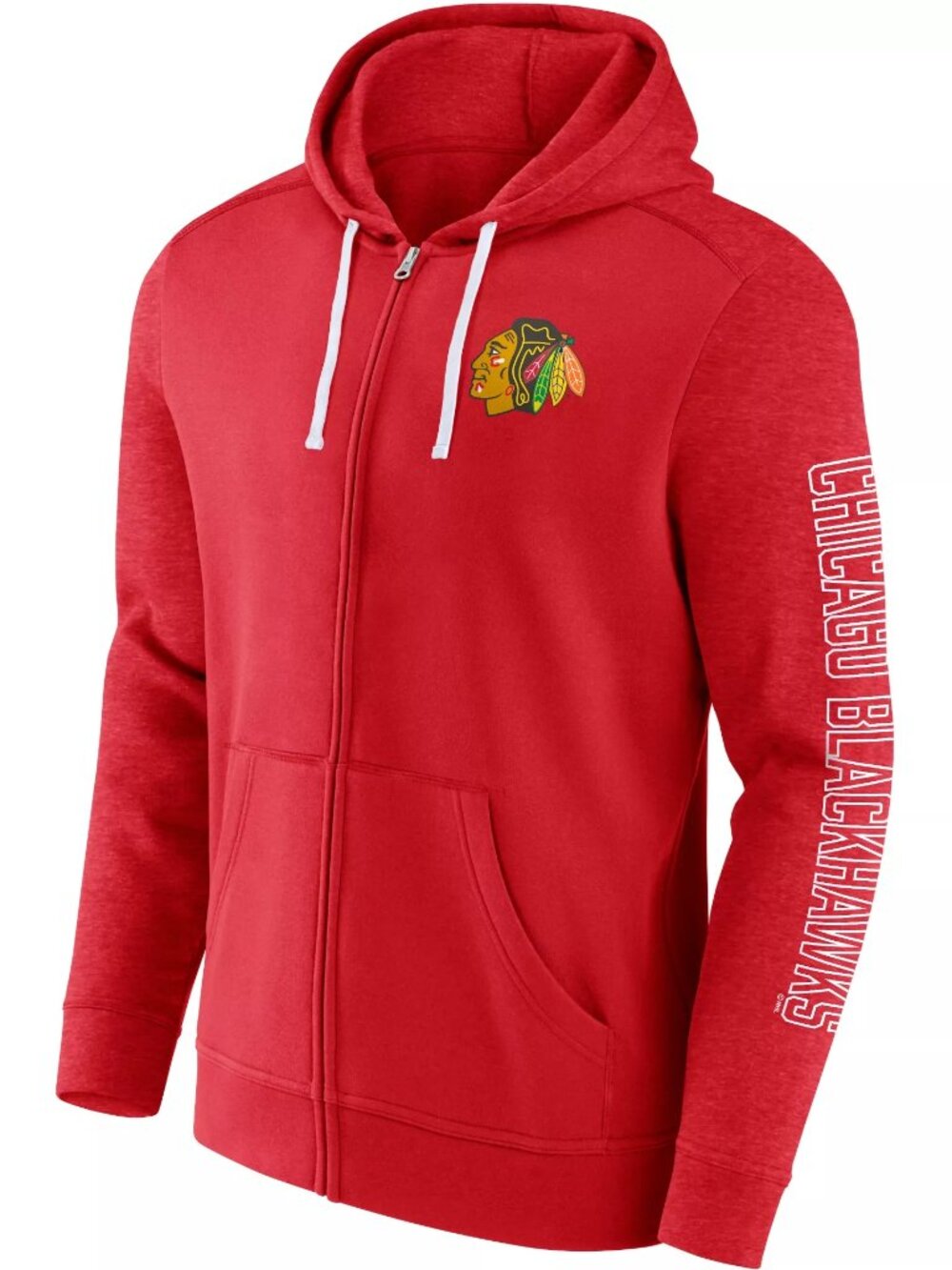 Chicago Blackhawks Men's Sleeve Hits Red Full-Zip Hoodie - Size Medium - NWT!